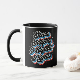 Caneca Stars Strips e Equal Rights Patriótico 4 de julho