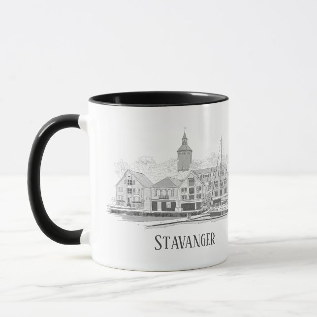 Caneca Stavanger Norway - Belo Desenho De Streetscape (Esquerda)