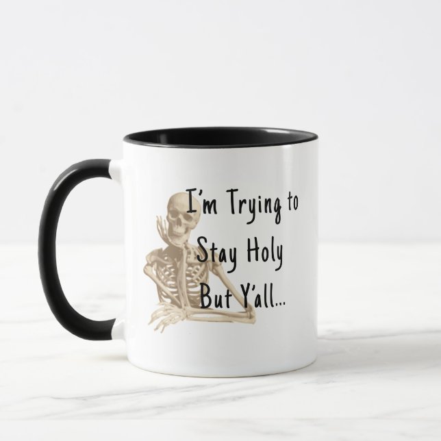 Caneca Stay Holy Skeleton - Presente de Xícara de  (Esquerda)