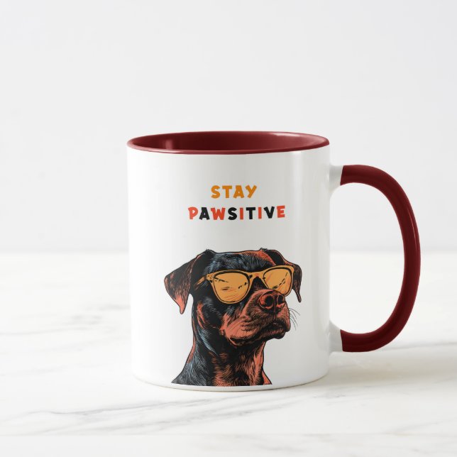 Caneca Stay Pawsitive Mug – Cool Dog with Sunglasses Illu (Direita)