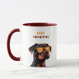 Caneca Stay Pawsitive Mug – Cool Dog with Sunglasses Illu