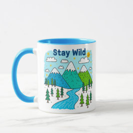 Caneca Stay Wild Mountain River Kids Art Design