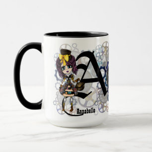 Caneca Steampunk Girl Cosplay Fan batizado de Gift art po