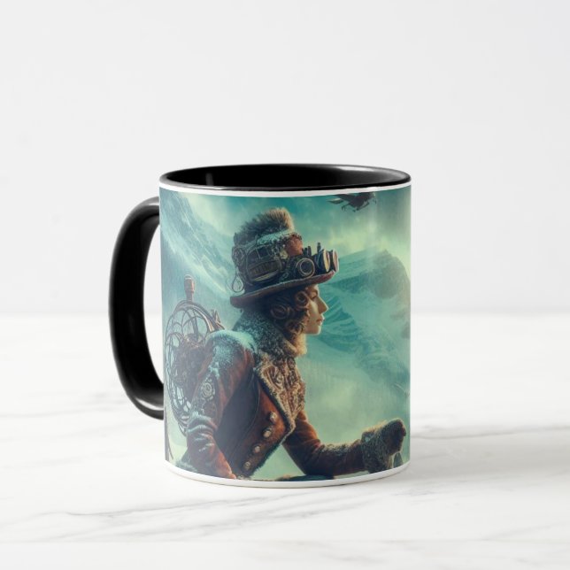 Caneca Steampunk Victorian Fantasy Winter Messenger (Frente Esquerda)