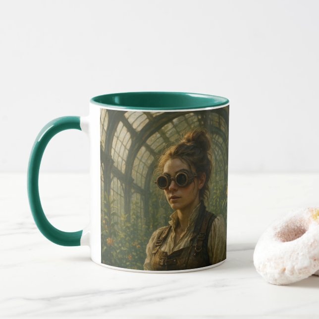 Caneca Steampunk Victorian Gardener Art (Com Donut)