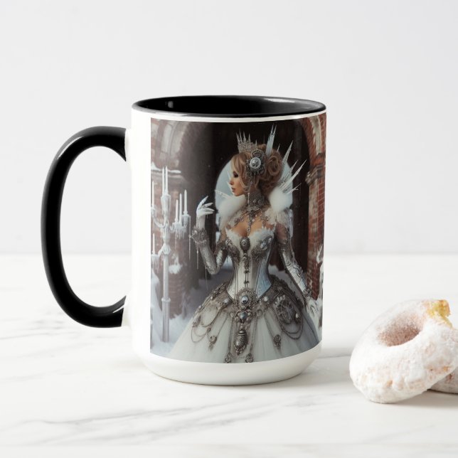 Caneca Steampunk Victorian Industrial Winter Ice Queen (Com Donut)
