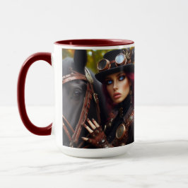 Caneca Steampunk Victorian Lady Dark Rider