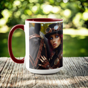 Caneca Steampunk Victorian Lady Dark Rider