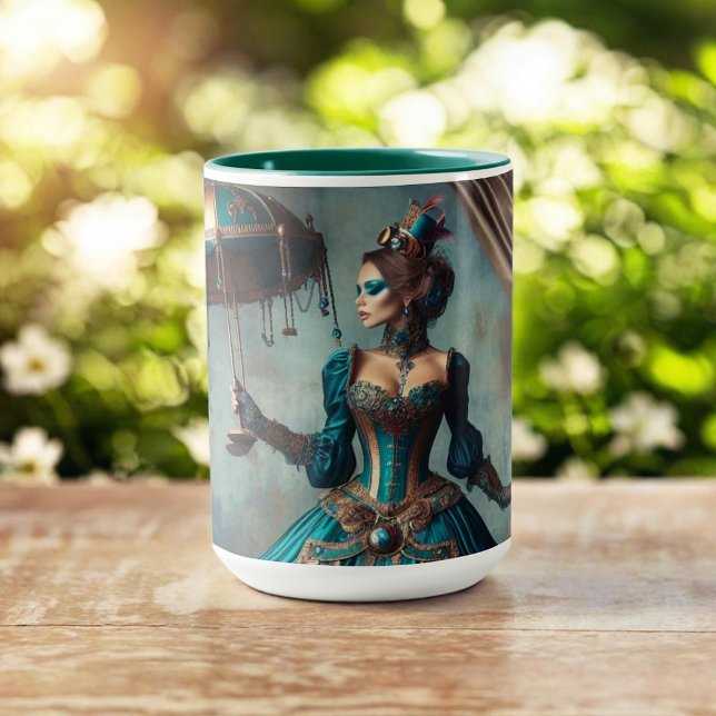 Caneca Steampunk Vintage Victorian Lady Circus (Criador carregado)