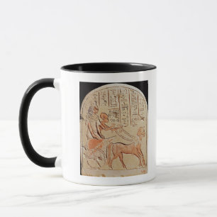 Caneca Stela que descreve um escrevente que conduz um