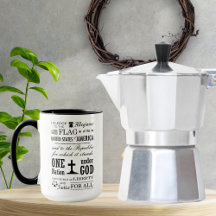 Stenciled Vintage Pledge of Alegiance Coffee Mug