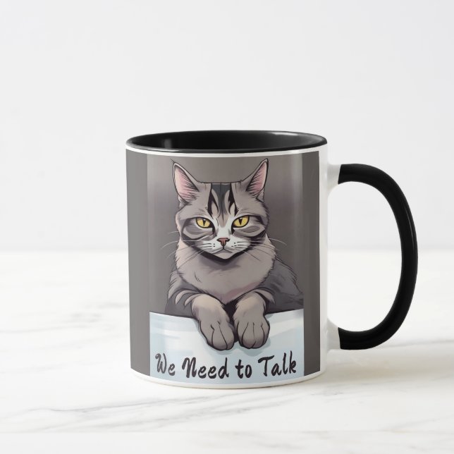 Caneca Stern Tabby Cat exige uma palestra séria (Direita)