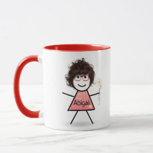 Caneca Stick Girl com Daisies e citação inspiradora