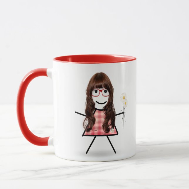 Caneca Stick Girl with Daisiers and Inspirational Cote (Esquerda)