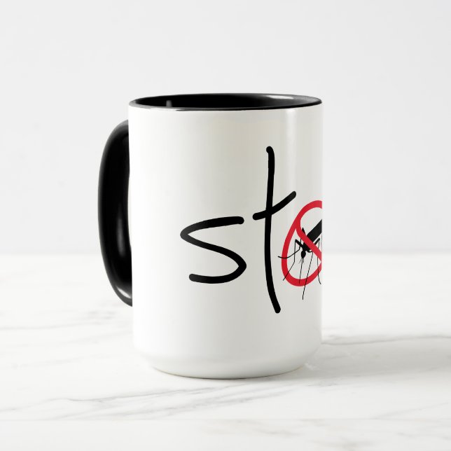 Caneca Stop malaria, zika of dengue. Virus, steek muggen. (Frente Esquerda)