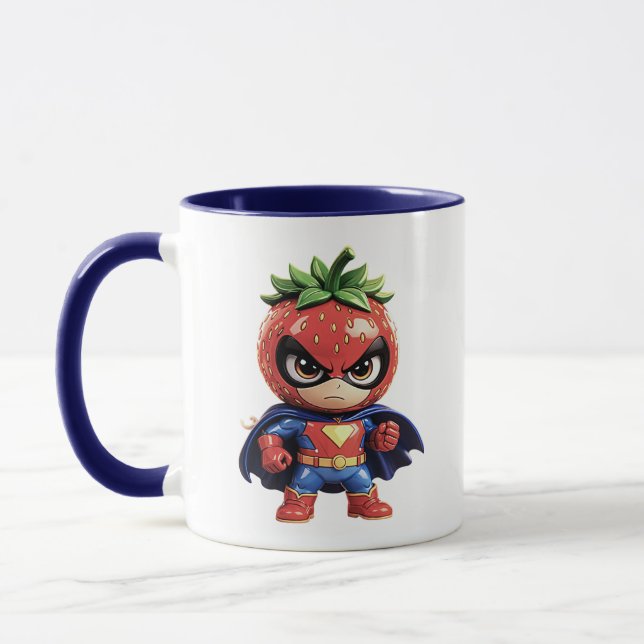 Caneca Strawberry Superhero Cute Cartoon (Esquerda)