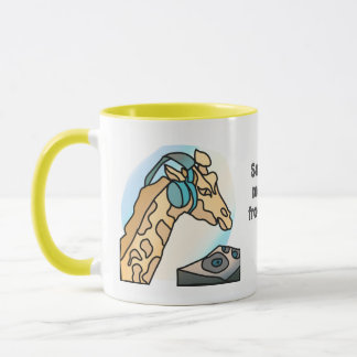 Caneca Street Retro Giraffe com Fones de ouvido | Engraça