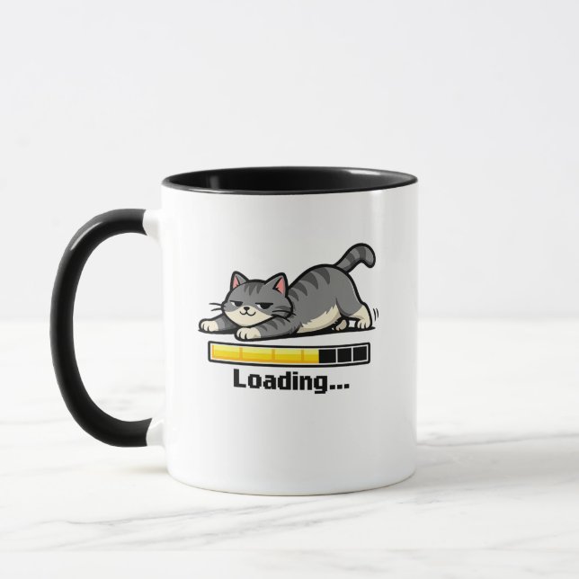 Caneca Stretching Cat Loading Bar Funny Motivational Cart (Esquerda)