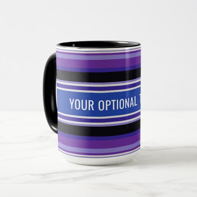 Caneca Stripes Padrões de imagens de texto personalizadas (Frente Esquerda)