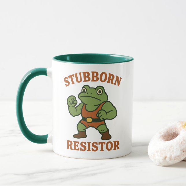 Caneca Stubborn Resistor - Motivational Frog Gym Tee (Com Donut)