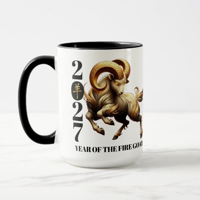Caneca Stunning Red Gold Chinese Year of Fire Goat 2027 (Esquerda)