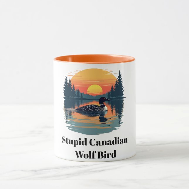 Caneca Stupid Canadian Wolf Bird Funny Canada Gift Loon (Centro)