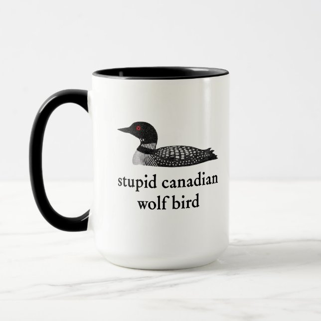 Caneca Stupid Canadian Wolf Bird Hockey Romance for Hocke (Esquerda)