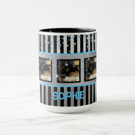 Caneca Sua Foto Aqui Blue Glitter Personalised Mug