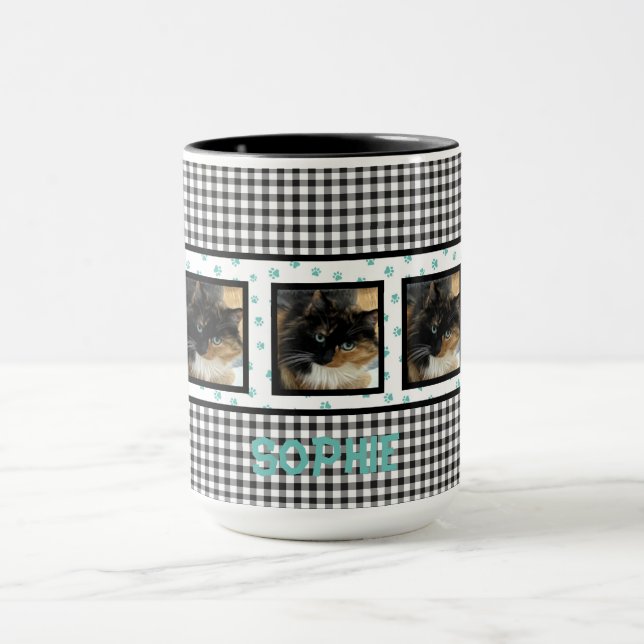 Caneca Sua Foto Aqui, Teal Paws Personalizou Mug (Centro)