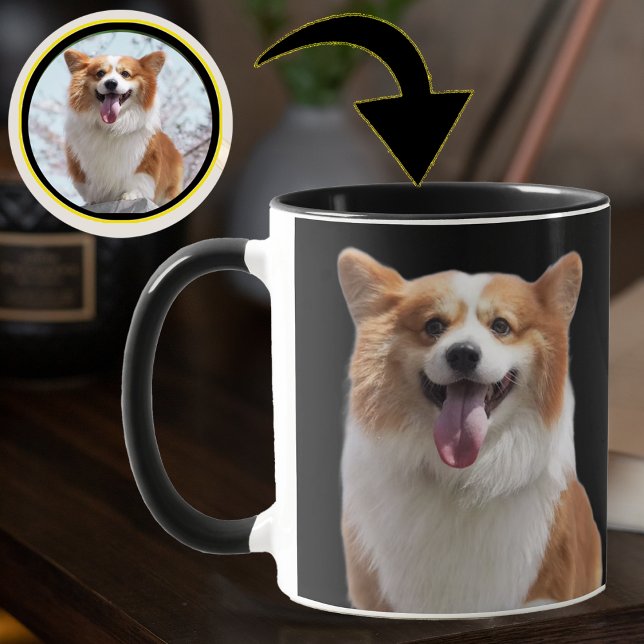 Caneca Sua Foto de Cachorro Personalizada de Cores Dotou  (Criador carregado)