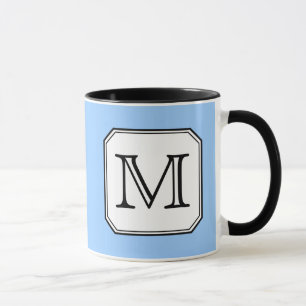 Caneca Sua letra. Monograma feito sob encomenda. Branco