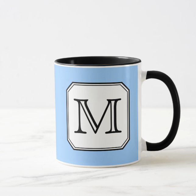 Caneca Sua letra. Monograma feito sob encomenda. Branco (Direita)