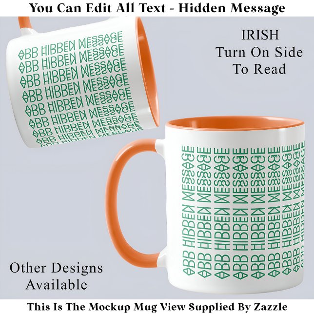 Caneca Sua Mensagem Oculta Personalizada Bandeira Irlande (Criador carregado)