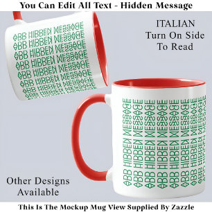 Caneca Sua Mensagem Oculta Personalizada Bandeira Italian