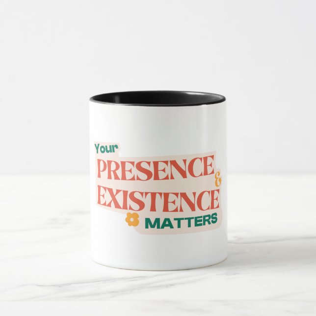 Caneca sua presença e existência importa design (Centro)
