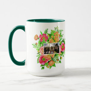 Caneca Suas 2 fotos no quadro de flores