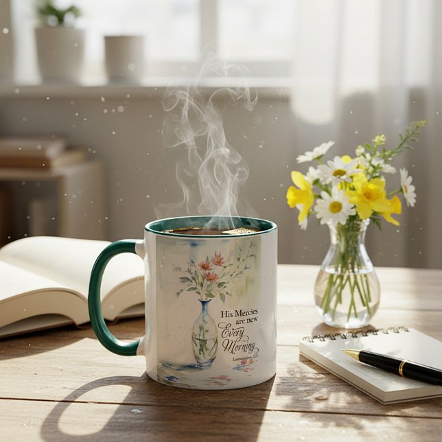 Caneca Suas misericórdias são novas todas as manhãs (Criador carregado)