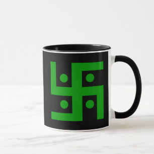 Caneca Suástica Hindu (verde no fundo preto)