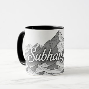 Caneca SubhanAllah Arte de Linha Islâmica da Montanha M