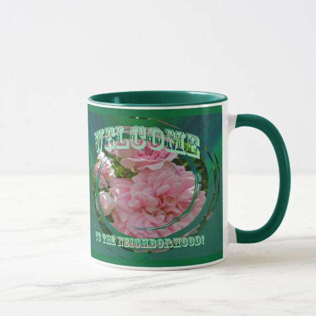 Caneca Subindo Rosa bem-vindos ao Mug da vizinhança (Direita)
