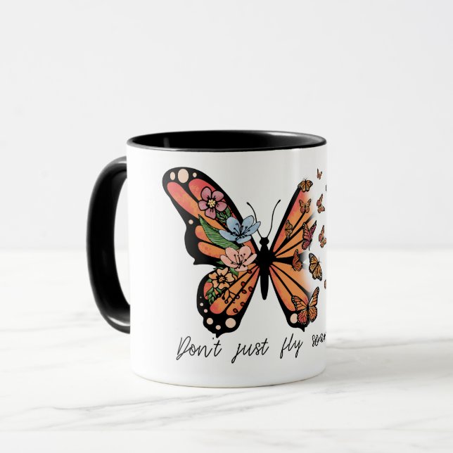 Caneca Sublimação da borboleta Inspiracional (Frente Esquerda)