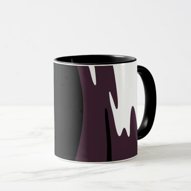 Caneca Submersão: Abstrato preto, branco, roxo e verde (Frente Esquerda)