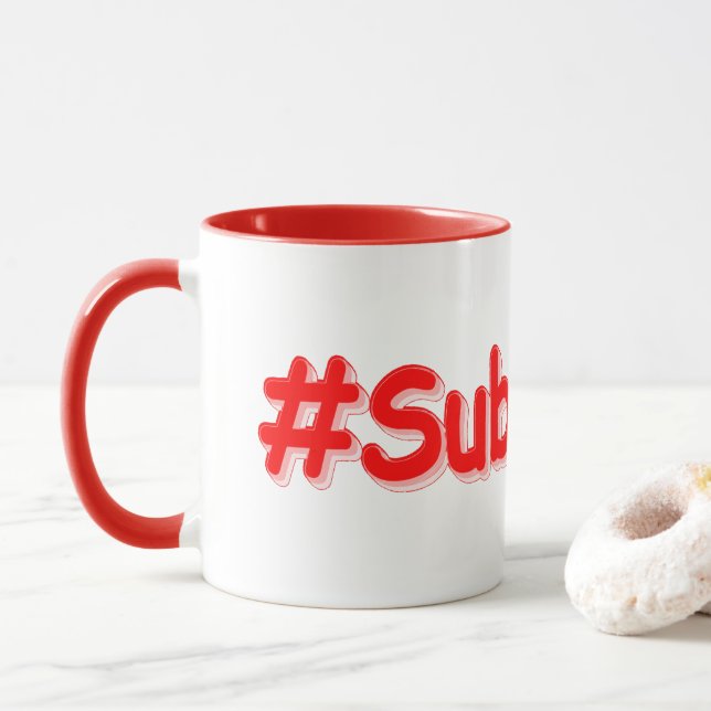 Caneca "#Subscribe" Design. Comprar Agora (Com Donut)