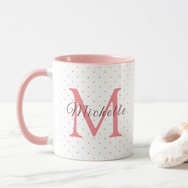 Caneca Substitua Seu Nome Charisma Red Monograma Inicial (Com Donut)