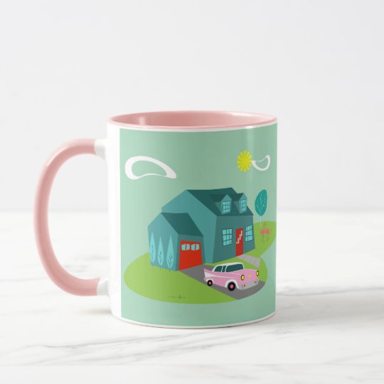 Caneca suburbana retro da casa