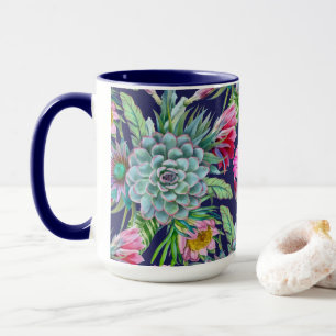 Caneca Suculentes Echeveria Cactus Flowers Padrão