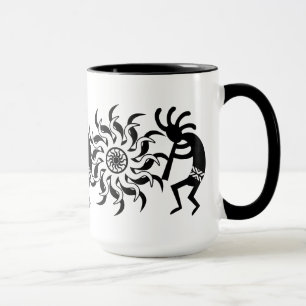 Caneca Sudoeste branco preto Kokopelli Sun tribal de N