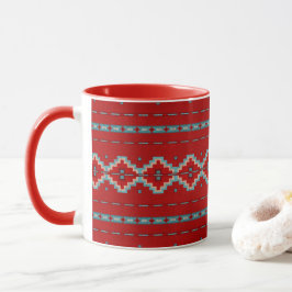 Caneca Sudoeste de Mesas Vermelho e Turquesa