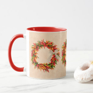 Caneca Sudoeste do Chile Ristra Wreath na Adobe Wall Mug