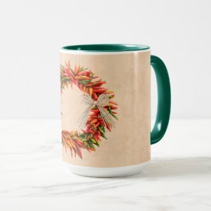 Caneca Sudoeste do Chile Ristra Wreath no Adobe Wall